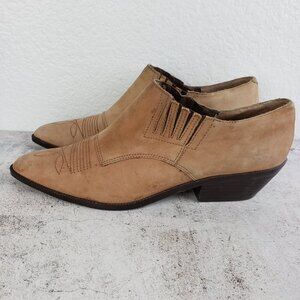 Vintage Dolcis Short Western Booties Tan Leather Pointed Toe size 8.5